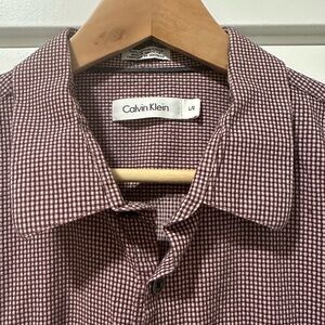 Calvin Klein CK Men's Red Patterned Button-Up Shirt